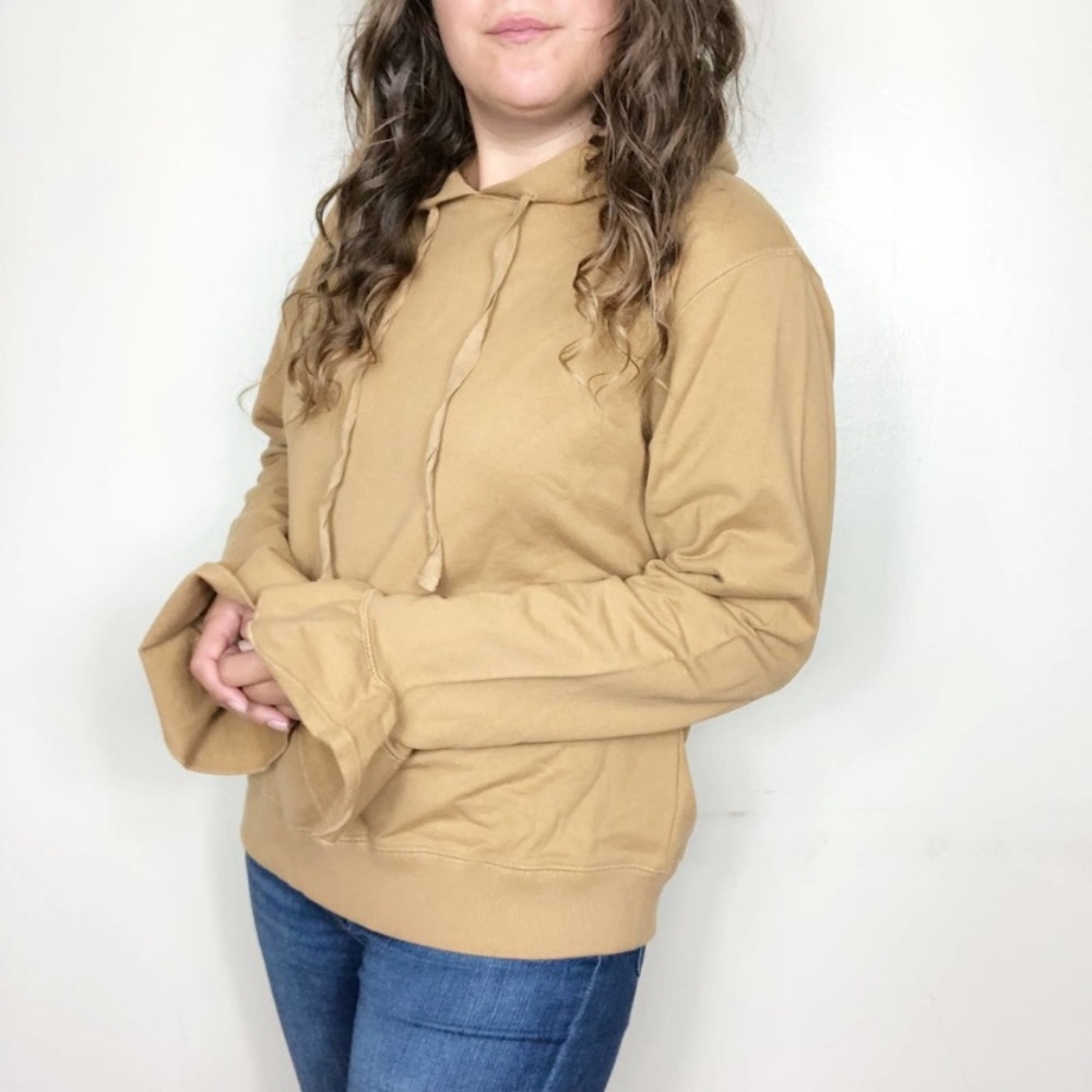 J. Crew Camel Flare Cuff Hoodie Cotton Sweatshirt XL